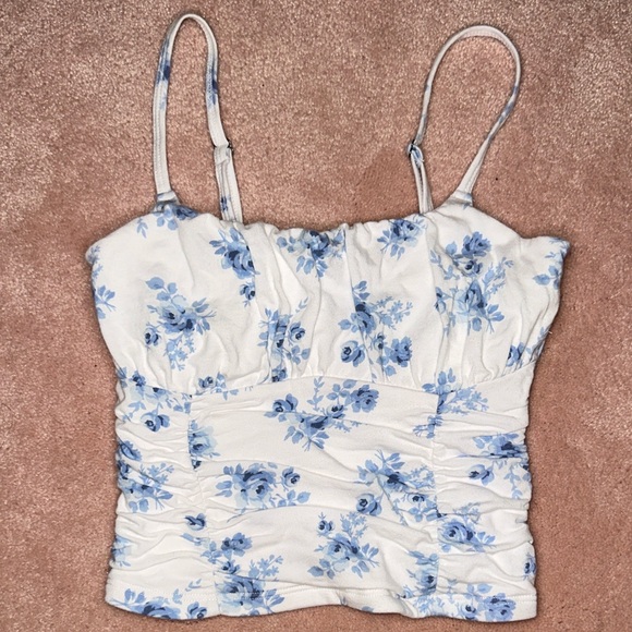 Hollister Tops - Hollister Floral Ruched Side Spaghetti Strap Tank Top